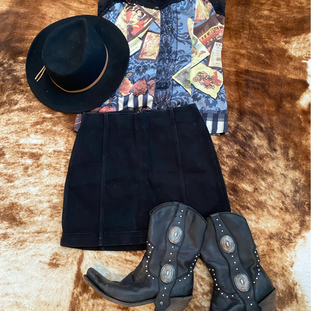Black Denim Mini Skirt